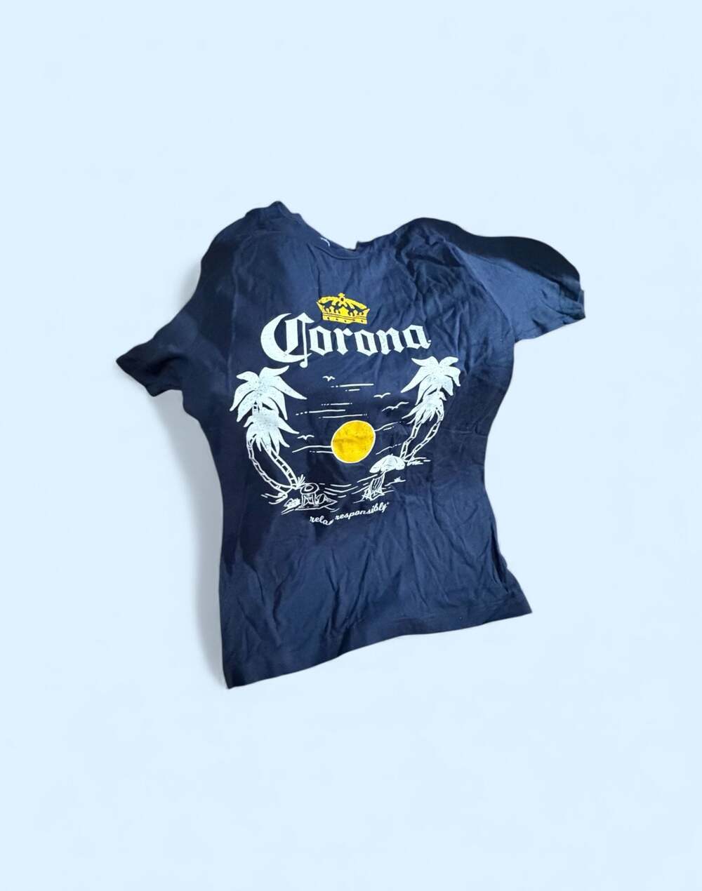 Corona Extra Navy Palm Tree Beach Classic Logo Men's Vintage T-Shirt